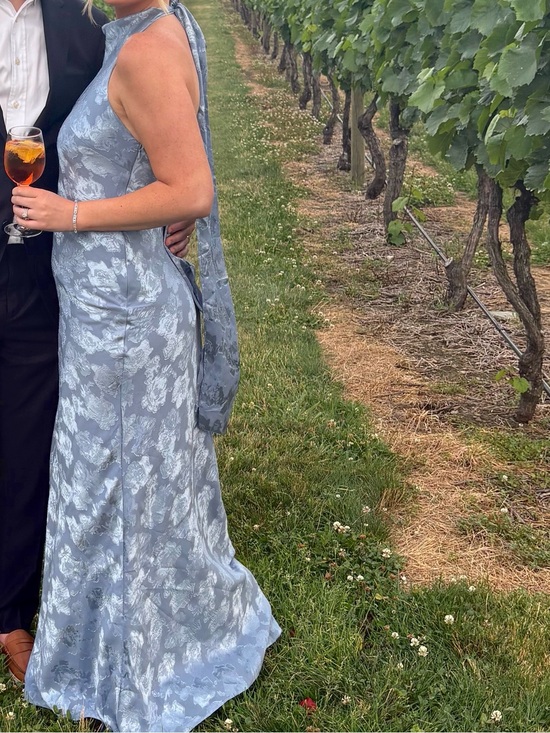 Azazie Dresses & Skirts - Azazie Light Blue Floral Maxi Dress